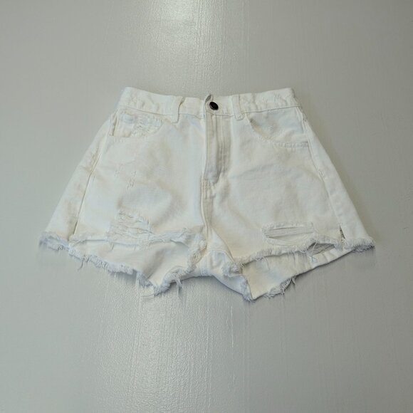 NWOT Buddy Love Size 27 White Denim Cut Off Shorts - Picture 1 of 14